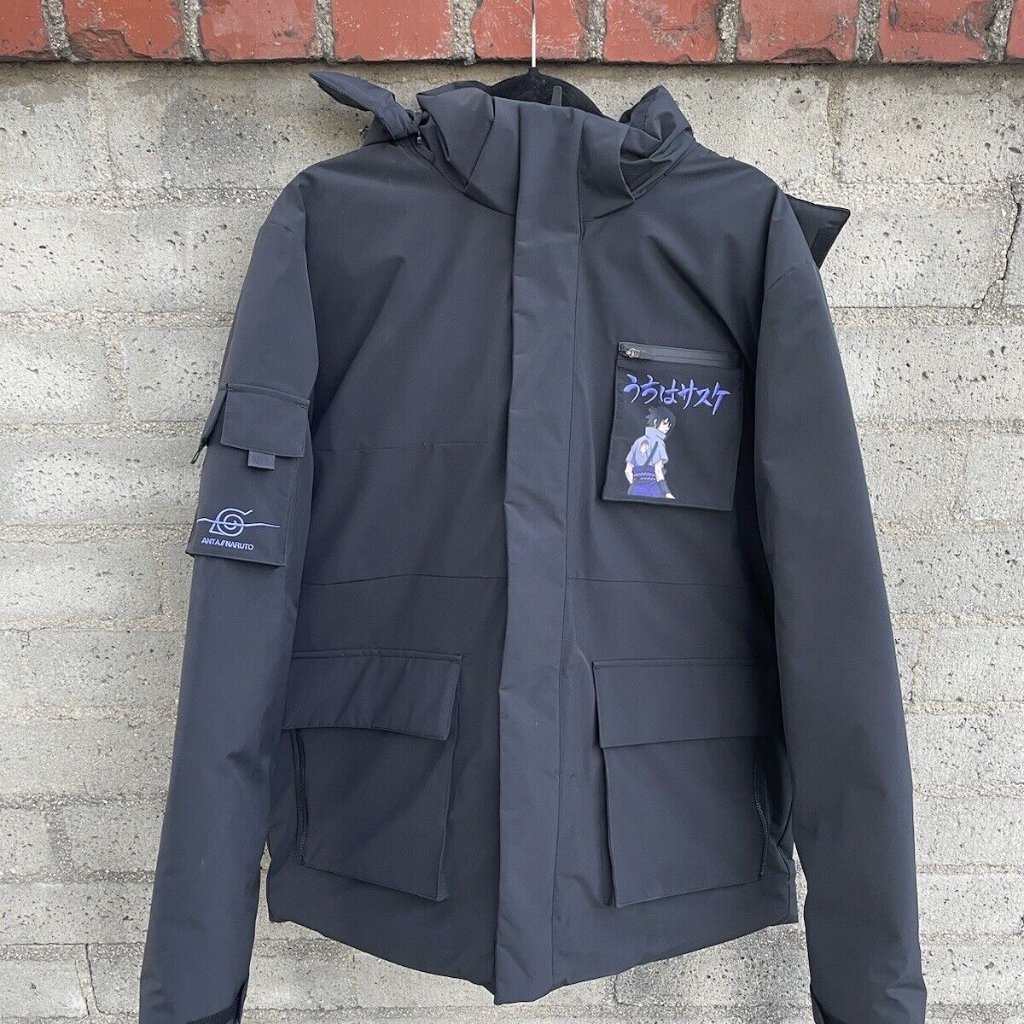 Anta X Naruto Jacket Black Puffy Anta Sports Outdoor Rain Jacket Hooded Size 3xl